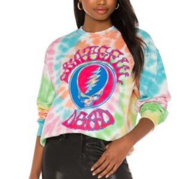 NWT Womens MadeWorn Intermix Grateful Dead Multicolor Tie Dye Sweatshirt Top XS - Picture 1 of 11